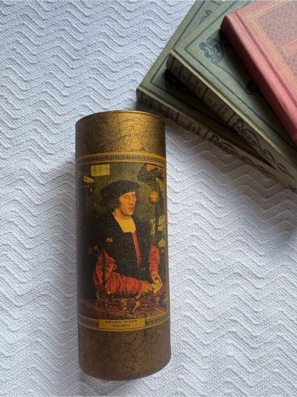 Source Unknown Brown & Gold Portrait Cylinder Vase